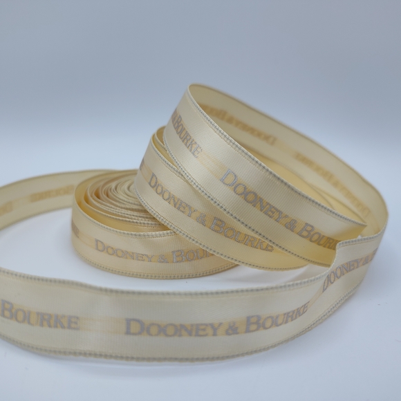 Dooney & Bourke Wired Satin Ribbon Two (2) Yards 5/8" Cream Logo Gift Wrap - Picture 3 of 4
